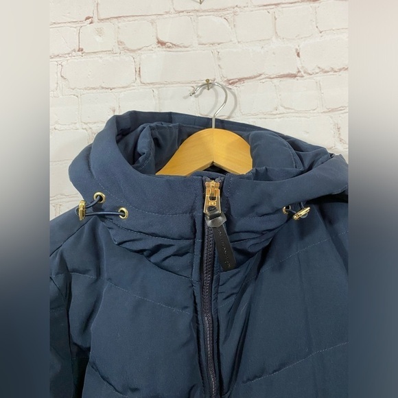 FRENCH CONNECTION Hooded Long Puffer Jacket Utility Navy Blue XSmall - Picture 8 of 15